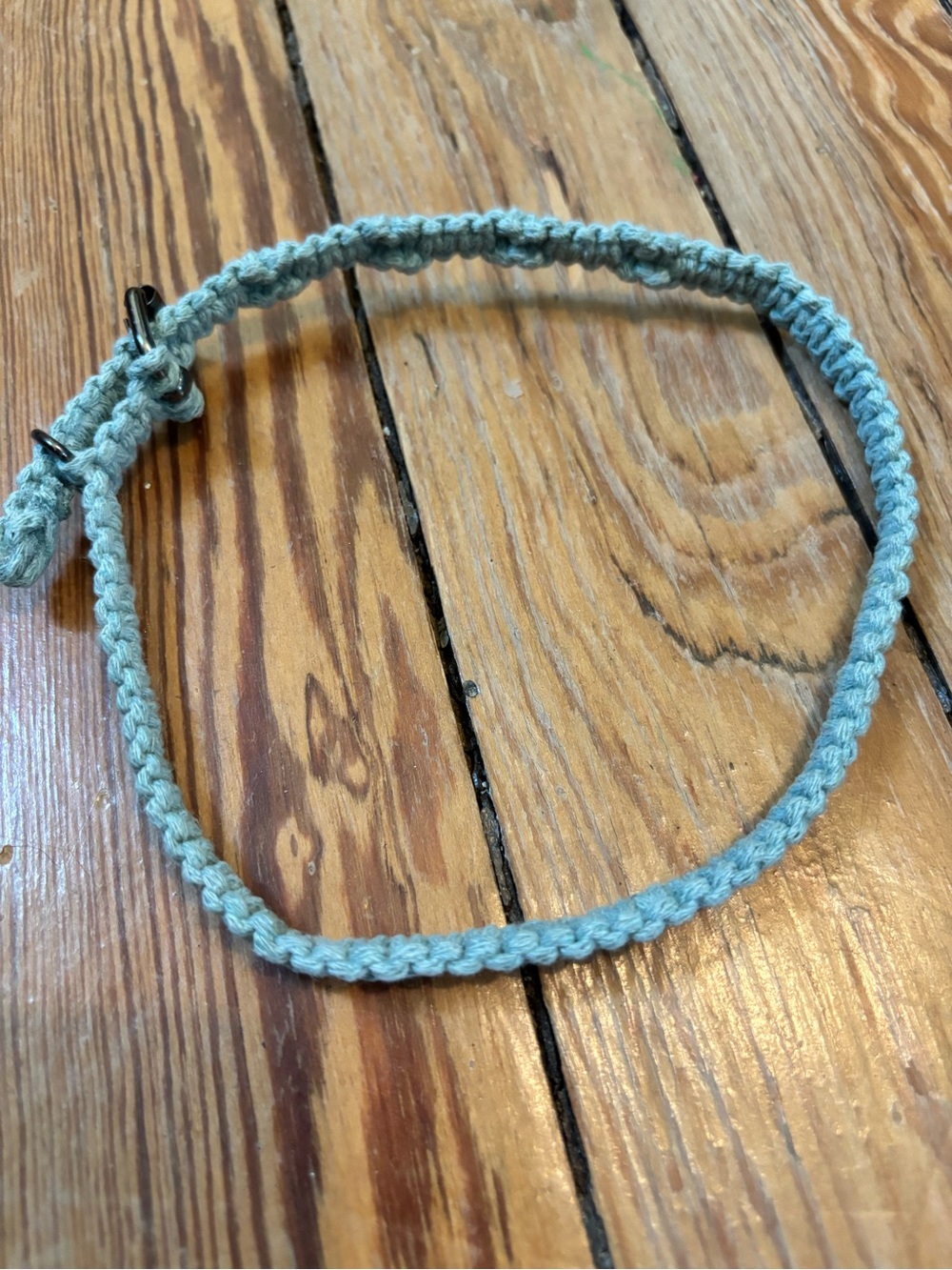 Handmade Boho Macrame Adjustable Braided Light Blue Dog Collar